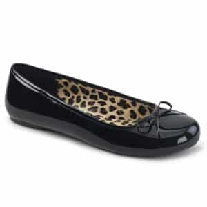 PleaserUSA Anna 01 Classic Adult Ballet Flats Black Patent